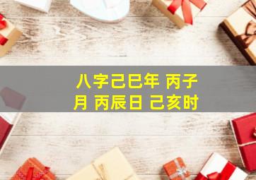 八字己巳年 丙子月 丙辰日 己亥时